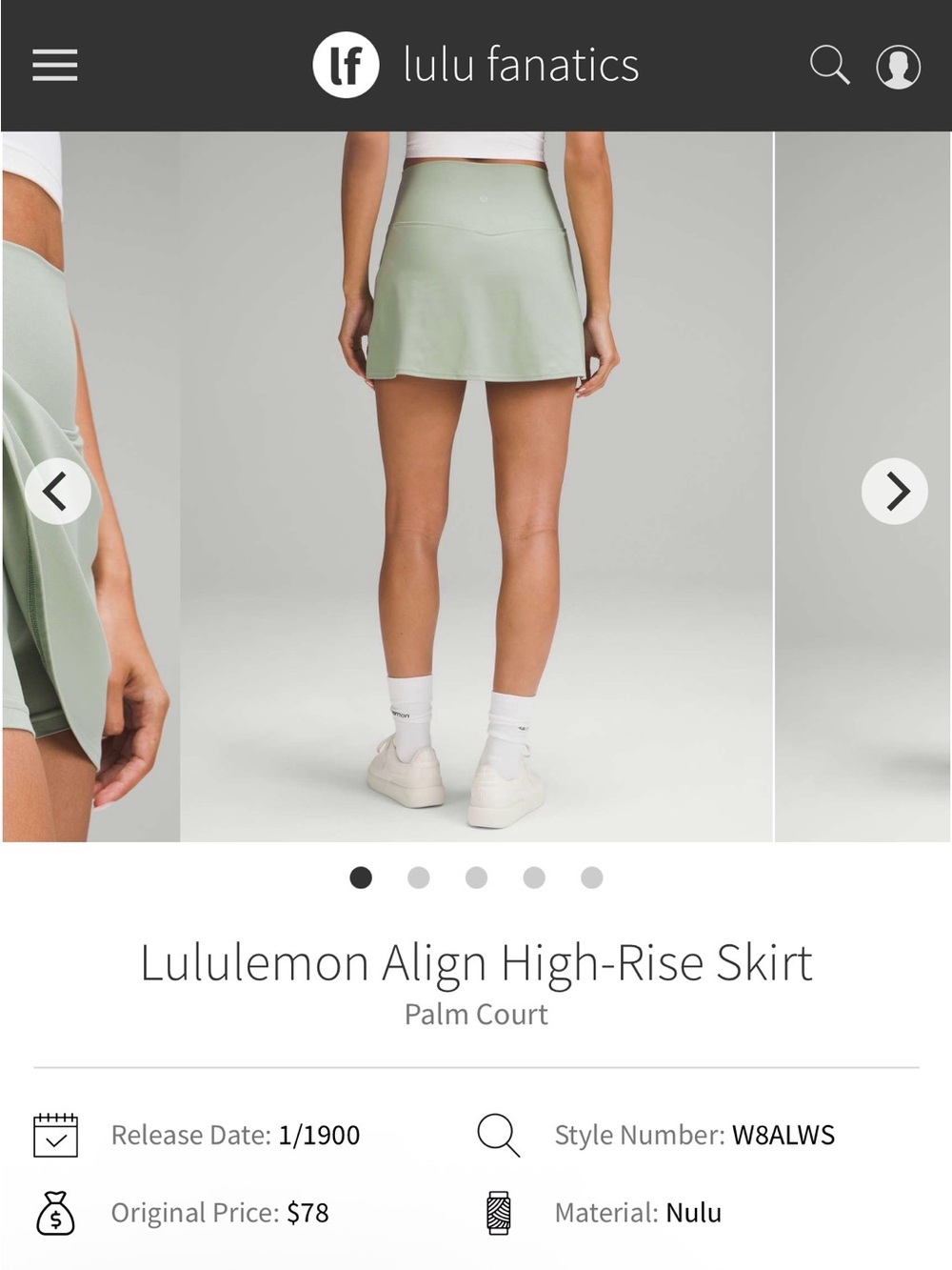 lululemon athletica High-Rise  Skirt — Palm Court Green
